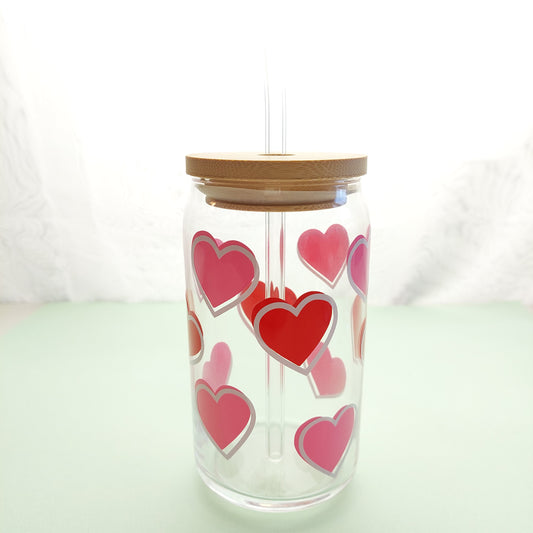 Double Hearted Can Glass